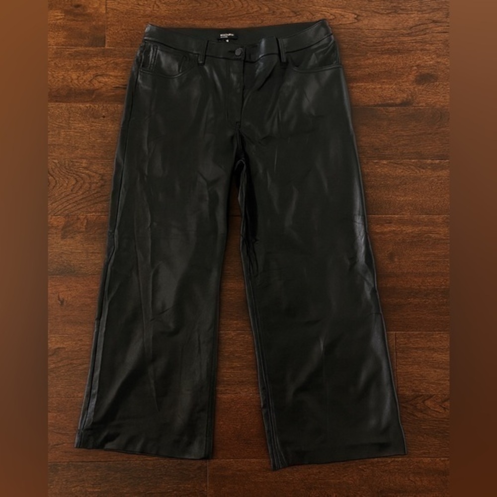 Reitmans Signature Black Faux Leather Wide Leg Pants Size 18 Petite